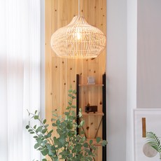 hit LIGHTING Glus 藤編1燈吊燈 大 D60042B, 米色