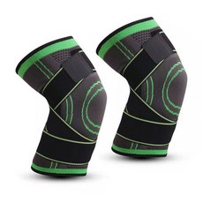 Market A 壓縮膠帶魔術貼護膝綠色, 2個