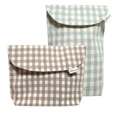 Hwamobaby 經典格紋防水尿布包2件組, 棕色, 薄荷綠