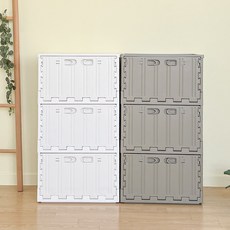 버츄나인 컨테이너 수납장 3x2단 세트, 아이보리, 브라운