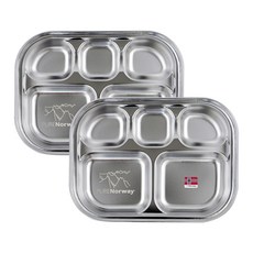 Pure Norway 可堆疊不鏽鋼餐盤 5格 2入, 單一顏色