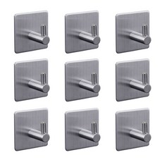 Winprice 不鏽鋼壁掛式單掛鉤, 銀色, 9個