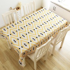 Market A 亞麻棉幾何圖案桌巾, TYPE1, 140 x 180 cm, 1個