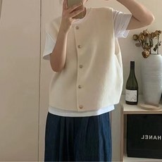 Lemon Soul Darche 金色鈕扣圓領背心 FREE