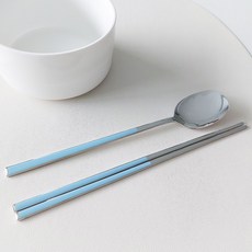 Bogen 六角陶瓷單人餐具組, 天藍色, 湯匙 + 筷子, 1套