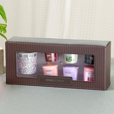 YANKee CANDLe 香氛蠟燭 6入+馬賽克風燭台 白色, 黑櫻桃/檸檬薰衣草/純淨棉花/粉紅沙灘/仲夏夜/鮮切玫瑰, 294g, 1組