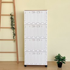 버츄나인 이동식 프라임 컨테이너 4단 수납장 + MDF 상판, 아이보리