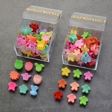 HanNal 女童用混搭迷你髮夾 混搭花朵2 72入 + 壓克力盒 2入組