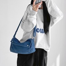 FROMHEAVEN Cavic 復古水洗丹寧牛仔口袋斜揹包 H950, 深藍色