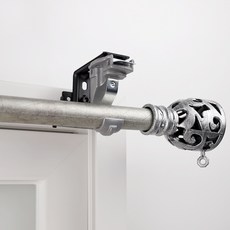 창안애 못없이 설치하는 커튼봉 안뚫어고리 세트 이지홀더 블랙 + 커튼봉, 블랙(홀더), 실버(커튼봉)