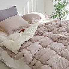 棉質蜜桃絨半超細纖維水洗四季被, 沙米色