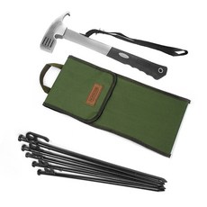 NOMADE 強力營鎚 + 掛鉤高強度鍛造營釘 30cm + 營釘鎚收納袋套組, 混色, 1套