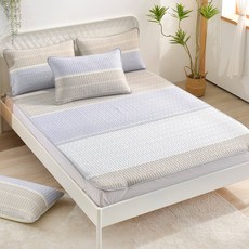 FOCA 天然乳膠冰絲涼蓆 + 枕套, 青春序章 灰色, 1cm