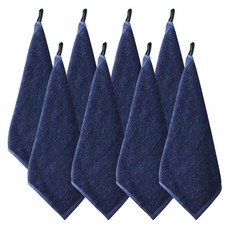 SOFT TOUCH 40支棉精梳棉素色掛環擦手巾 50g 8入, 海軍, 8個