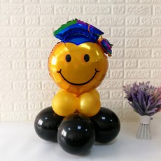 WOW PARTY KOREA 畢業氣球柱套組, 微笑藍色學士帽, 4套