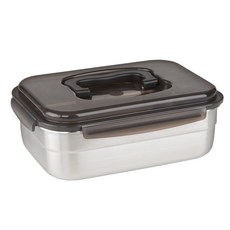 incoc Stencoc系列 提把型不鏽鋼長方形保鮮盒 1號, 容器 + 蓋子, 1個