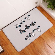 貓咪與狗狗圖案插畫防滑地墊, 07, 1個