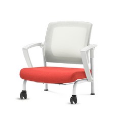 체어포커스 슬라이딩 좌식의자 C530, 화이트(팔걸이) + 화이트(등받이) + 고급 레드(방석), 1개