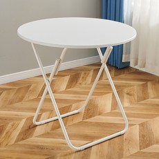 가구느낌 나인 접이식 900원형 철제 폴딩 테이블, 화이트 + 화이트