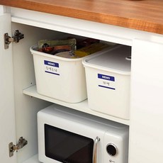 KAZT 韓國製造 多功能儲物收納整理盒 + 蓋子 + 貼紙組, 白色, 2個