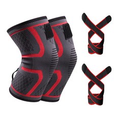 에버하우스 피트니스 2중 압박 무릎보호대 레드, 2세트