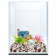 Rora Pet 15高立方加濕魚缸+彩石+人物模型+仿古屋+七彩花朵3件套, 五色（彩石），隨機發貨（人物模型，仿古屋）