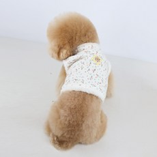 그루밍독 반려동물 한복 꽃분이 배자 조끼, 크림, 1개