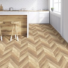 黏貼式翻新地板貼 RSF-24, 細人字形 米色 棕色