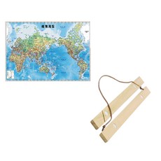 지도닷컴 세계지도 지세 110 x 78 cm + 우드족자 세트 베이지우드, 1세트