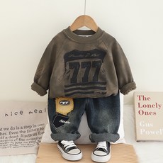 베베니즈 남아용 빈티지워싱 맨투맨 데님팬츠 세트