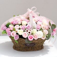 100朵仿真玫瑰花籃, 1個, 單色