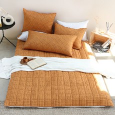 amante 格子棉絎縫床墊套, 芥末黃