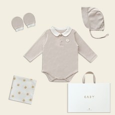 BABY&I 生物水洗連身衣 + 遮陽帽 + 防抓手套 + 手帕 彌月禮盒 + 提袋