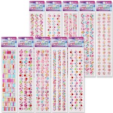 뭉구 閃亮寶石貼紙 10款組合, 混合顏色, 1套