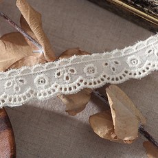 棉質刺繡鏤空蕾絲 180公分, 2入, 自然原色