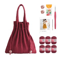 OliO 야나 단색 플리츠백 바늘 부자재포함 DIY 패키지 M, 710 딥라즈베리, 1세트
