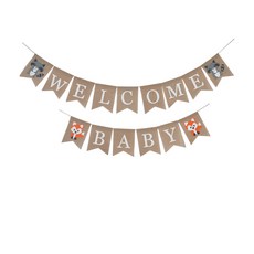 PARTYSHOW 布質 Welcome Baby 掛旗, 混合色, 1套