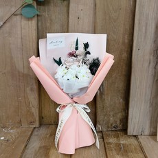 LOVELY FARM Queen Rose 永生花混合花束, 線條粉紅色, 1個