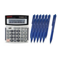 모나미 계산기 MC-101 + 볼펜 FX153 1.0mm 12p, 블루, 1개