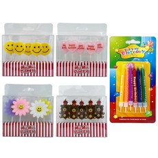 Mii Mii Party 生日派對感性蠟燭 微笑雛菊彩虹小熊粉紅愛心蠟燭 5件組, 1套, 混合色