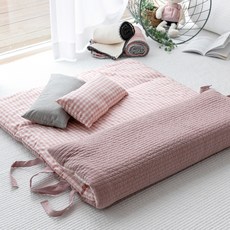 Minimal& 格紋印花午睡墊, 粉色