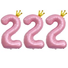 JOYPARTY 2 號皇冠銀箔氣球 90 厘米, 3入, 粉色