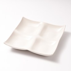 Joeun Living 陶瓷配菜大 4 格共享盤, 1個, 啞光白