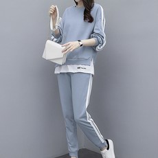 Goodif 女性運動下擺疊穿T恤 + 束口慢跑褲套裝