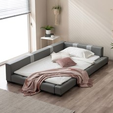 젠티스 사각스퀘어 저상형 패밀리침대 + 자가드 PK 매트리스 세트 방문설치, 그레이