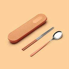 PUKO Baneh 餐具收納盒組, 橘紅色, 筷子 + 湯匙 + 餐具盒