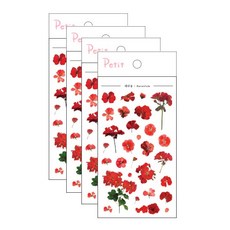 押花天竺葵設計貼紙 DA5556, 混合色, 4個