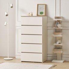 데코라인 모랑시 옷 서랍장 방문설치, 아이보리, 5단