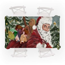 呵呵呵 聖誕老人 快樂聖誕桌巾, E款, 90 x 90 cm