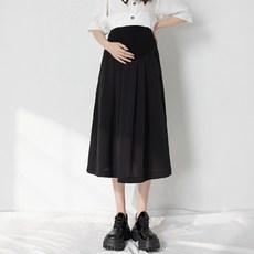 루즈핏 하이웨이스트 임부용 롱스커트